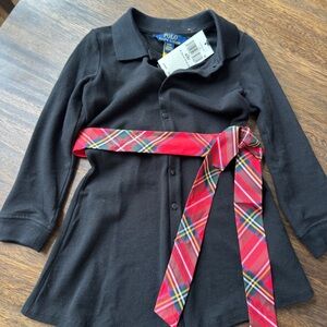 Ralph Lauren Kids Black Shirt with Red Plaid Belt